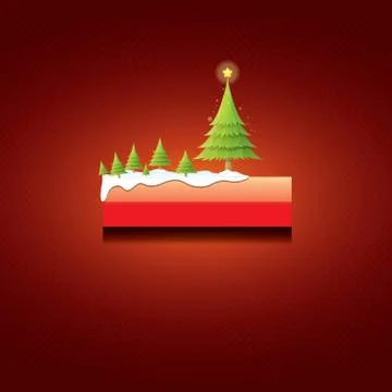 Vector Christmas red button with christmas tree Stockillustratie
