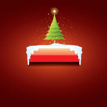 Vector Christmas red button with christmas tree Stockillustratie