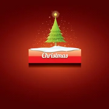 Vector Christmas red button with christmas tree 库存插图