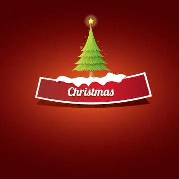 Vector Christmas red button with christmas tree Illustrazione stock