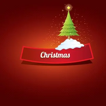 Vector Christmas red button with christmas tree 库存插图