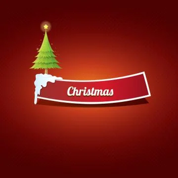 Vector Christmas red button with christmas tree Illustrazione stock