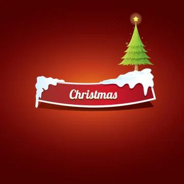 Vector Christmas red button with christmas tree Stockillustratie