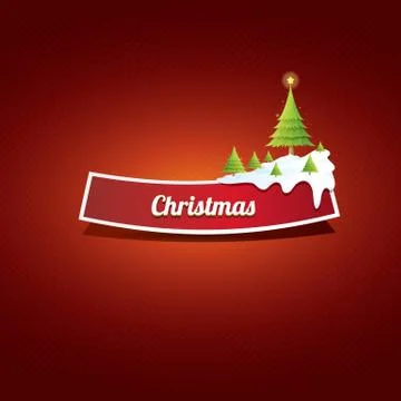 Vector Christmas red button with christmas tree 库存插图