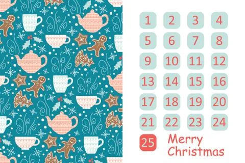 Vector Christmas reverse calendar. Illustrazione stock