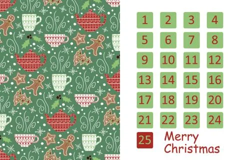 Vector Christmas reverse calendar. Stock Illustration