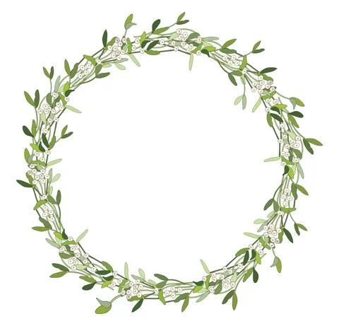 Vector christmas seamless border with mistletoe, spruce cone, spruce branches Stock Illustration