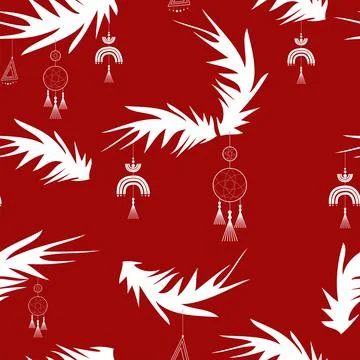 Vector . Christmas seamless pattern. Background in boho style. Illustrazione stock