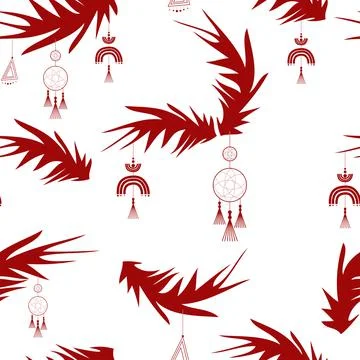 Vector . Christmas seamless pattern. Background in boho style. Illustrazione stock