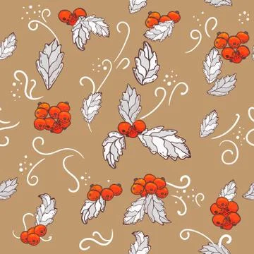 Vector Christmas seamless pattern with branches of mistletoe. For fabric Stock Illustration