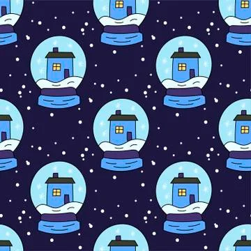 Vector Christmas seamless pattern with Christmas snow glows. Stock Illustration