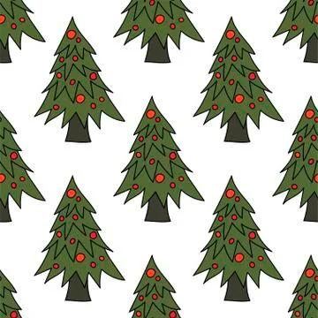 Vector Christmas seamless pattern with Christmas trees.. Stock Illustration