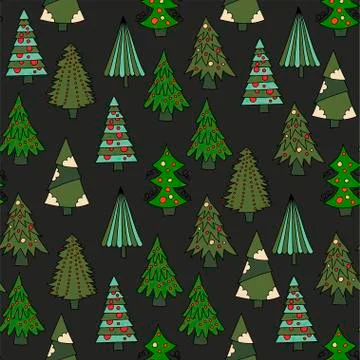 Vector Christmas seamless pattern with Christmas trees.. 스톡 일러스트