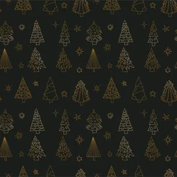 Vector Christmas seamless pattern with Christmas trees.. Illustrazione stock
