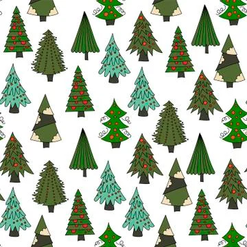 Vector Christmas seamless pattern with Christmas trees.. Stock Illustration