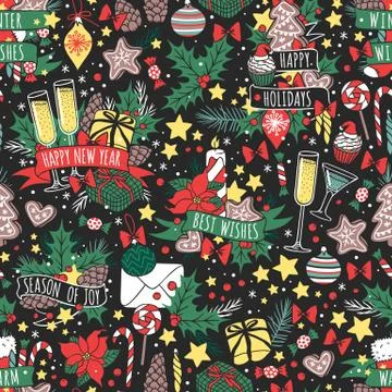 Vector Christmas seamless pattern Illustrazione stock