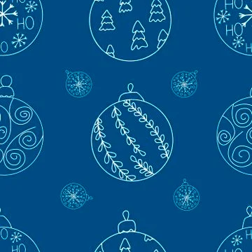 Vector Christmas seamless pattern from many different sized Christmas ball to Stock Illustration