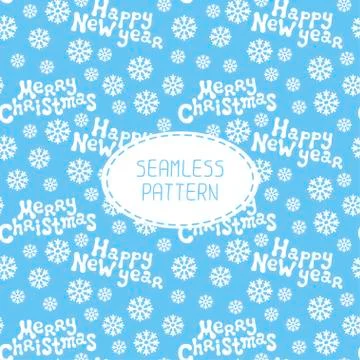 Vector Christmas seamless pattern. Merry Christmas and Happy New Year lettering Stock Illustration