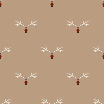 Vector. Christmas seamless pattern in pastel colors. Cartoon deer Stock Illustration