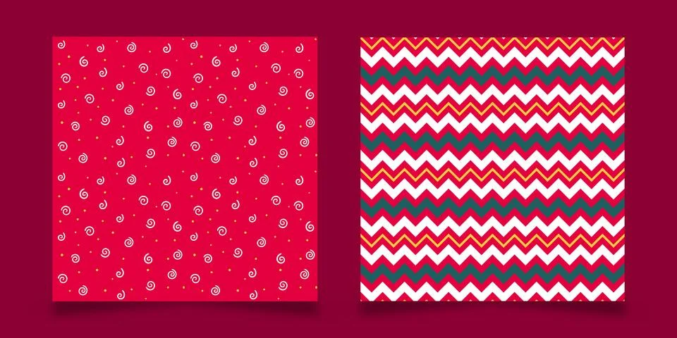 Vector Christmas Seamless Pattern set in Minimal Style Stock Illustration