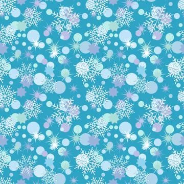 Vector Christmas seamless pattern with snowflakes and stars Stock Illustration