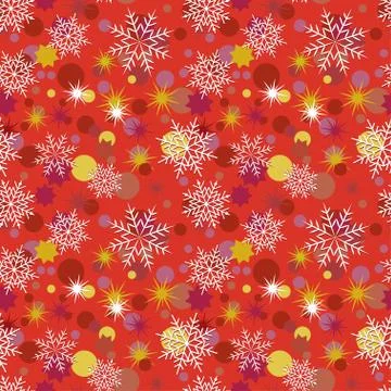 Vector Christmas seamless pattern with snowflakes and stars Stock Illustration