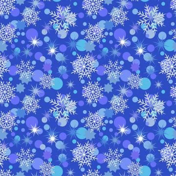 Vector Christmas seamless pattern with snowflakes and stars Stock Illustration