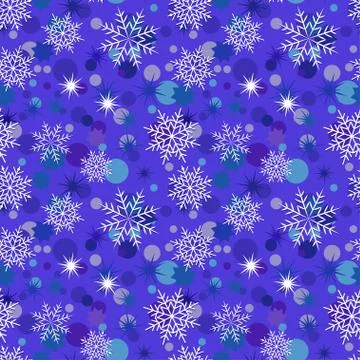 Vector Christmas seamless pattern with snowflakes and stars Illustrazione stock