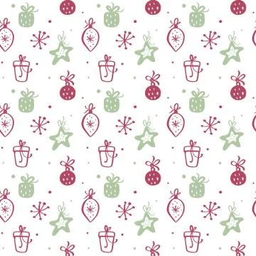 Vector Christmas Seamless pattern texture with gift boxes and other xmas toys Stock Illustration