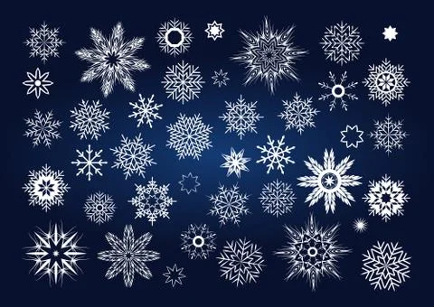 Vector Christmas set of snowflakes and stars Stock Illustration
