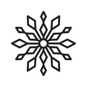 Vector Christmas Snowflake icon. Black line snow isolated on white background Stock Illustration