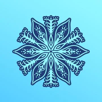 Vector Christmas snowflake for a winter background, flat design line snowflakes Stock Illustration