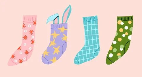 Vector Christmas Stocking Hanging with Bunny Ears Stock Illustration
