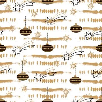 Vector Christmas stylish background in gold tones. Seamless pattern with gold Illustrazione stock