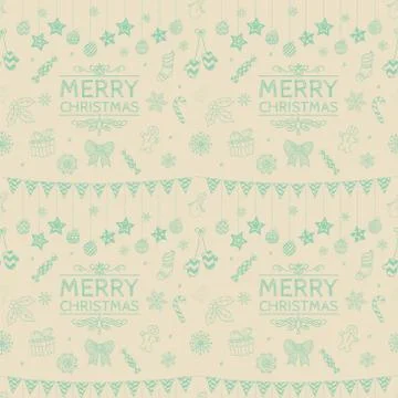 Vector Christmas Subtle Doodles Seamless Background Stock Illustration