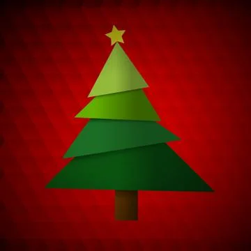 Vector : Christmas tree and star on red background Stock Illustration