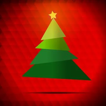 Vector : Christmas tree and star on red background Stock Illustration