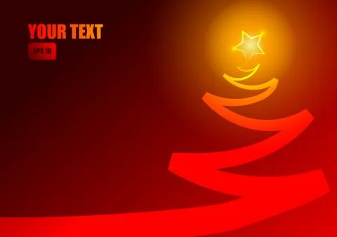Vector : Christmas tree and stripe on red background 스톡 일러스트