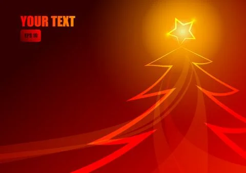 Vector : Christmas tree and stripe on red background Stock Illustration