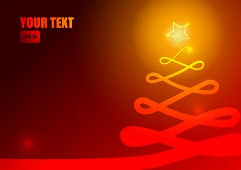 Vector : Christmas tree and stripe on red background Stock Illustration