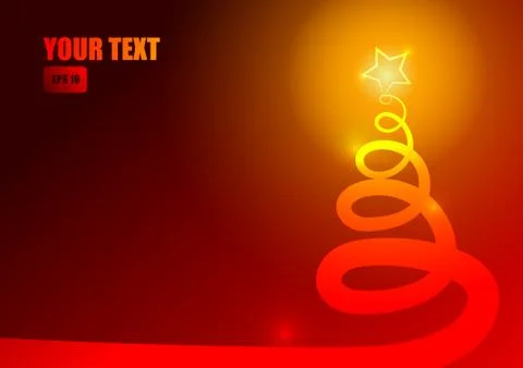 Vector : Christmas tree and stripe on red background Stock Illustration