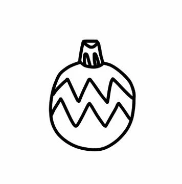 Vector Christmas tree decoration.Scandinavian style.Doodle black sketch Stock Illustration