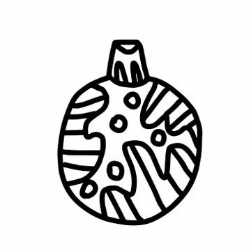 Vector Christmas tree decoration.Scandinavian style.Doodle black sketch Stock Illustration