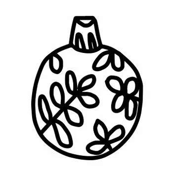 Vector Christmas tree decoration.Scandinavian style.Doodle black sketch Illustrazione stock