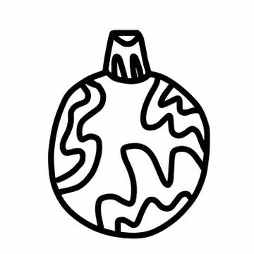 Vector Christmas tree decoration.Scandinavian style.Doodle black sketch Stock Illustration
