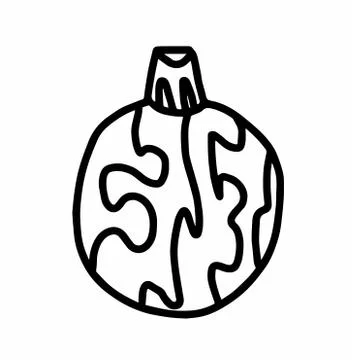 Vector Christmas tree decoration.Scandinavian style.Doodle black sketch Stock Illustration