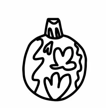 Vector Christmas tree decoration.Scandinavian style.Doodle black sketch Stock Illustration
