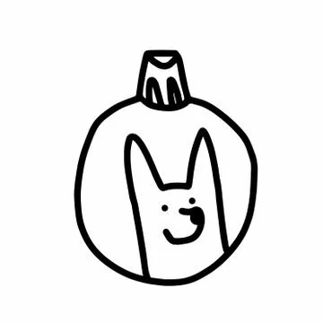 Vector Christmas tree decoration.Scandinavian style.Doodle black sketch Stock Illustration