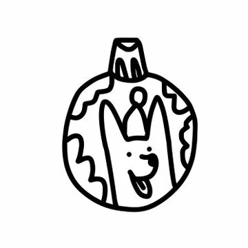 Vector Christmas tree decoration.Scandinavian style.Doodle black sketch Stock Illustration