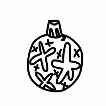 Vector Christmas tree decoration.Scandinavian style.Doodle black sketch Stock Illustration